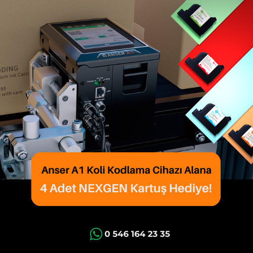 Anser A1 Koli Kodlama Cihazı Alana, 4 Adet NEXGEN Kartuş Hediye!