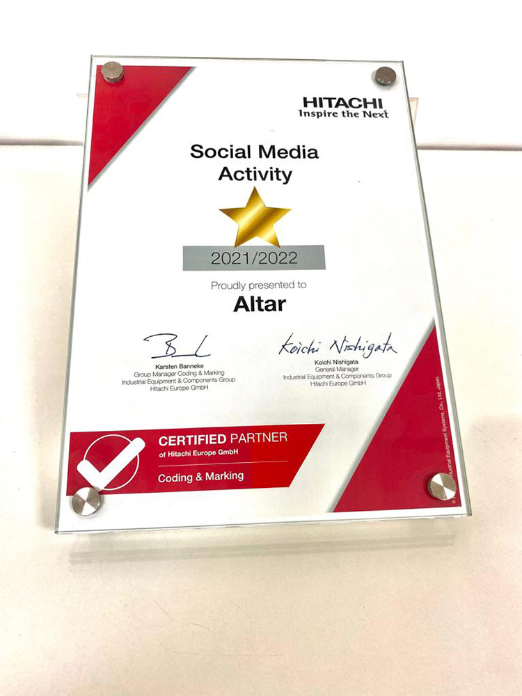 Hitachi 2021-2022 Sosyal Medya Etkinlik Ödülü Altar Endüstri Ürünleri’nin!